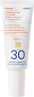 Korres Yoghurt Wasserfest Sonnenschutz Creme Für das Gesicht SPF30 mit Farbe 40ml