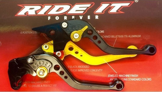 Ride It Set of Motorcycle Brake/Clutch Levers Adjustable for Yamaha TDM 900 Black ERK2320270