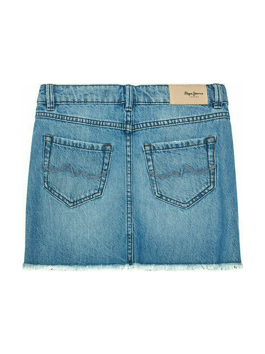 Pepe Jeans Kids Denim Skirt Solid Blue