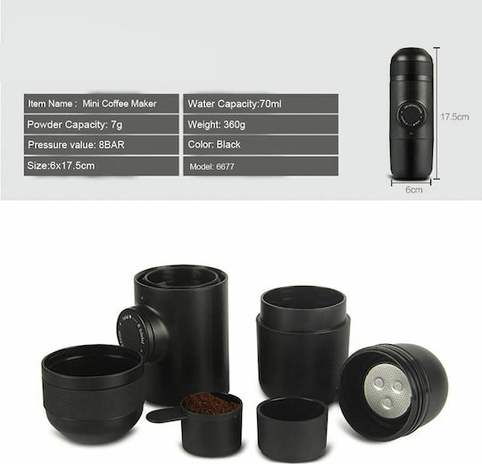 Telco Electric Portable Espresso Machine 8bar with 7g Coffee Container 060078