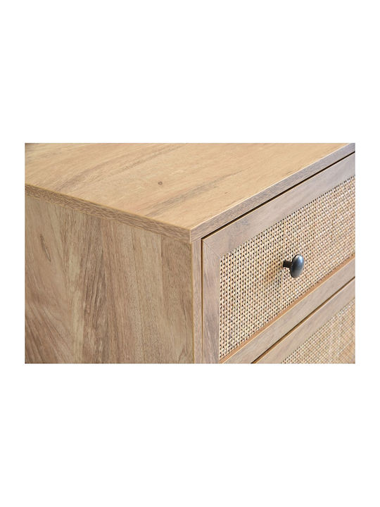 Ammos Bedside Table Wooden Natural Rattan 50x39x54.8cm