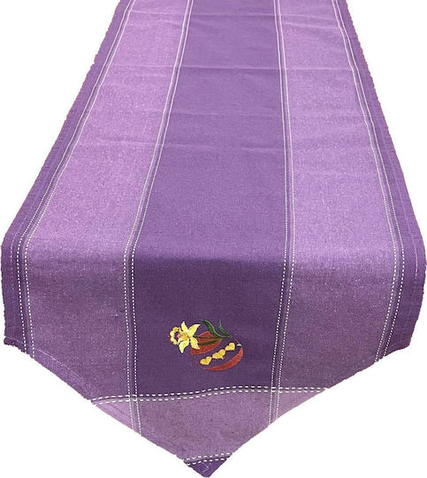 Linea Home Purple Egg Easter Tablecloth Fabric 145x45pcs in Purple color