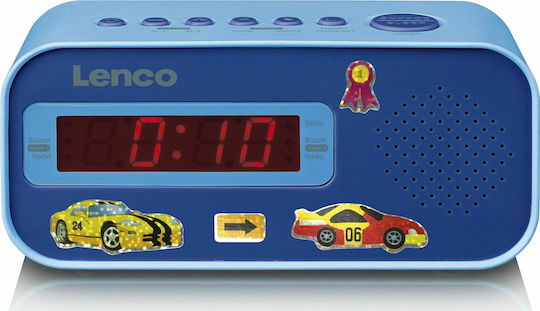 Lenco Tabletop Digital Clock LED Plastic with Alarm Clock and Radio Blue CR-205