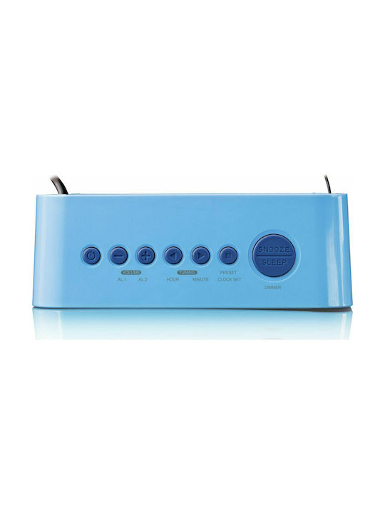 Lenco Tischuhr Digital LED Kunststoff mit Wecker & Tischuhr Blau CR-205