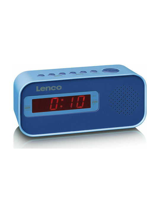 Lenco Tischuhr Digital LED Kunststoff mit Wecker & Tischuhr Blau CR-205
