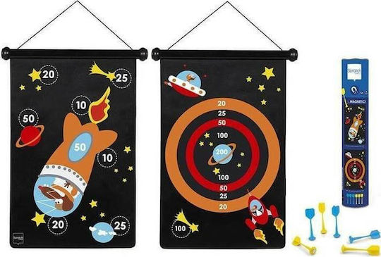 Scratch Europe Set mit Ziel & Darts Kinder Magnetisches Ziel 2 Seiten mit 6 Darts - Raketen Astronaut