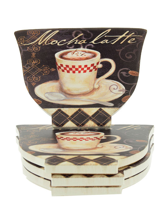 Etoile Ceramic Multicolour Coasters Mocha Latte 11x8.5cm 4pcs