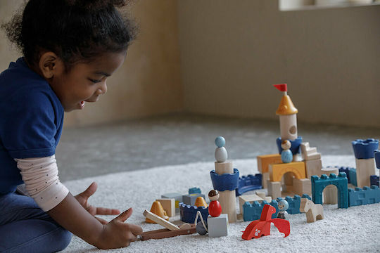 Plan Toys Τουβλάκια Κάστρο με Δράκο Ξύλινα για 3+ Ετών 47τμχ