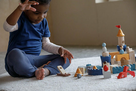 Plan Toys Τουβλάκια Κάστρο με Δράκο Ξύλινα για 3+ Ετών 47τμχ