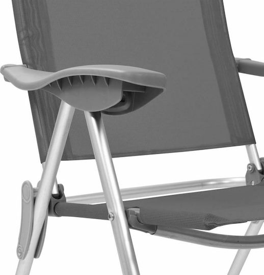 vidaXL Chair Beach Aluminium Gray 57x73.5cm Set of 4pcs