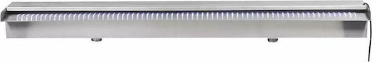vidaXL Pool Waterfall with LED Lighting made of Stainless Steel 8x90x11.5cm Silver