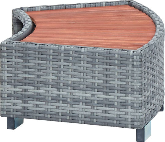 vidaXL Accesorii pentru piscină Treaptă pentru piscină și spațiu de relaxare din ratan sintetic gri din lemn 25x92x45cm Gri