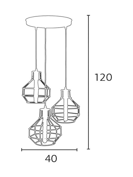 ArkoLight Pendant Light White Grid with Socket E27 40x120x45cm