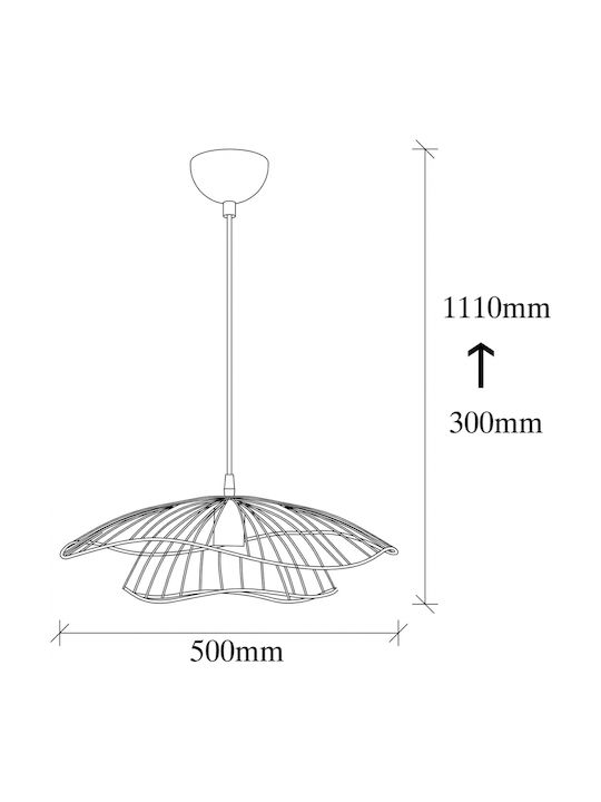HomeMarkt Pendant Light Black with Socket E27 50x111cm