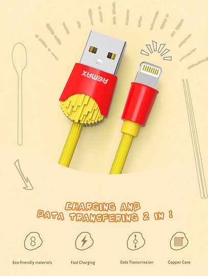 Remax Chips RC-114i Regular USB-A la Cablu Lightning Galben 1m