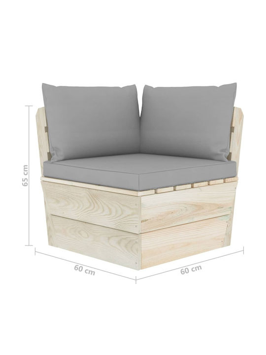 Corner Sofa Outdoor from Pallets with Pillows 60x60x65cm