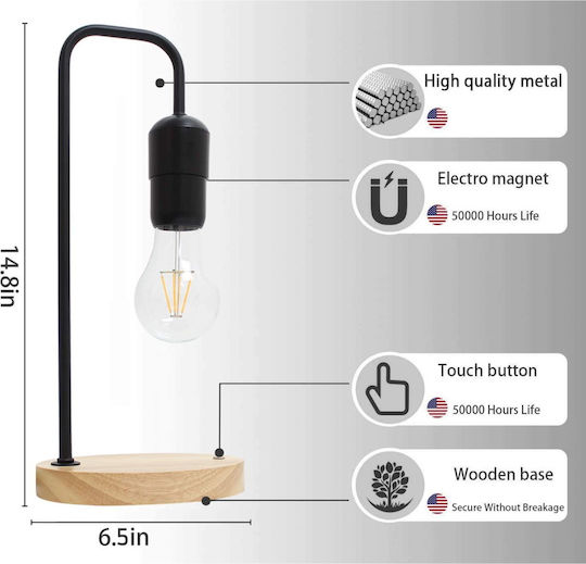 Allocacoc Levitating Light Bulb Lustră Decorativă cu Soclu pentru Bec E27 Negru