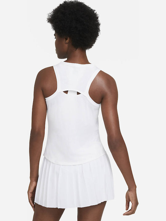 Nike Victory Damen Sportlich Baumwolle Bluse Ärmellos mit V-Ausschnitt Weiß