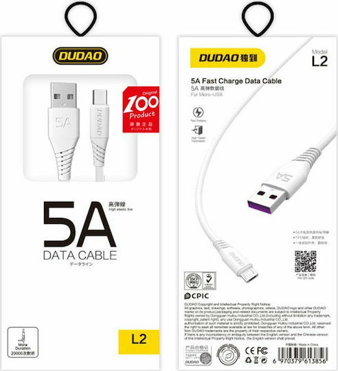 Dudao L2T USB 2.0 Kabel USB-C männlich - USB-A Weiß 2m