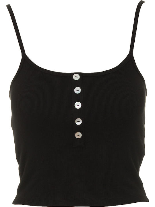 Women's Summer Crop Top Cotton with Straps Black