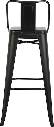 Metallischer Gartenhocker für Bar Außengebrauch Texas Schwarz Matt 43x43x75cm