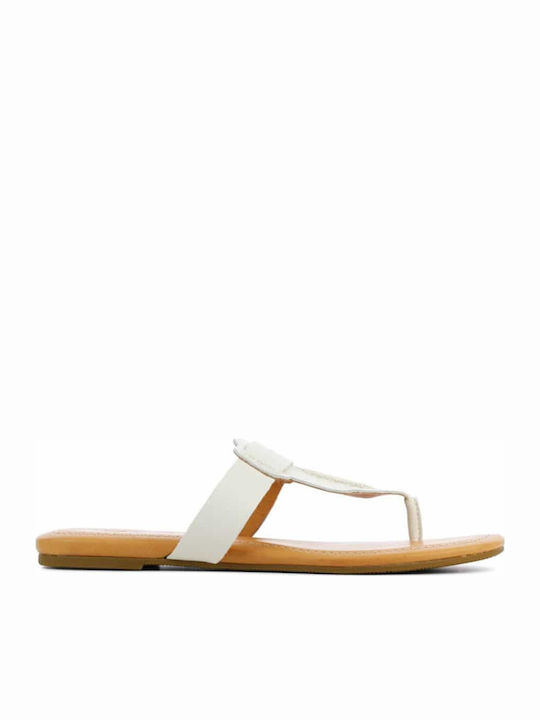 Gaila Leather Women's Flat Sandals in Beige Color