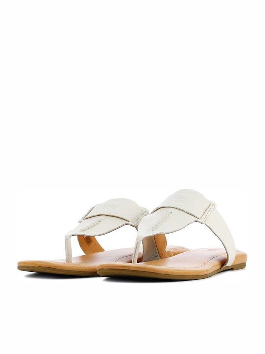 Gaila Leather Women's Flat Sandals in Beige Color