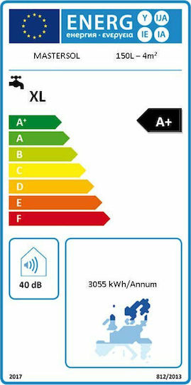 MasterSOL BL Sistem de încălzire a apei cu circulație forțată 150lt/4m² Sticlă cu două Schimbătoare Energie Triplă