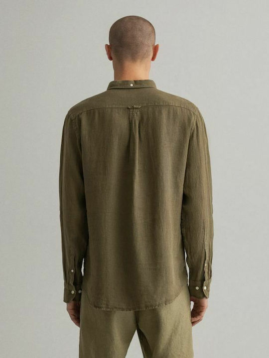 Gant Herrenhemd Langärmelig Leinen Khaki