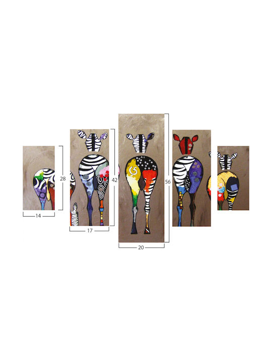 HomeMarkt Colorful Zebras Πίνακας Ξύλινος 92x56cm