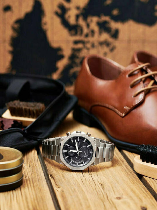 Casio Edifice Men's Watch 44mm Chronograph Solar with Silver Metal Bracelet