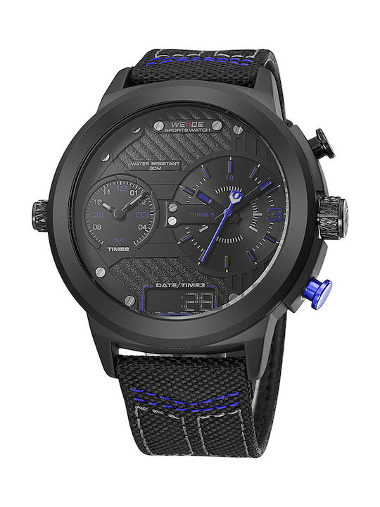 Weide Men's Watch 49mm Battery with Black Fabric Strap