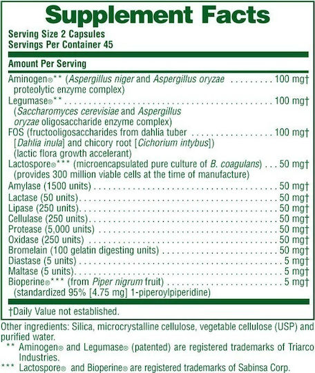 Nature's Plus Acti Zyme Gluten Free 90 veg. caps
