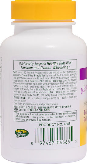 Nature's Plus Probiotics Ultra Συμπλήρωμα με Προβιοτικά & Πρεβιοτικά 30 φυτικές κάψουλες