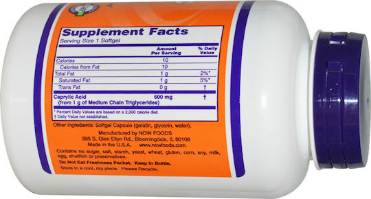 Now Foods Caprylic Acid Besondere Nahrungsergänzungsmittel 100 Weiche Kapseln