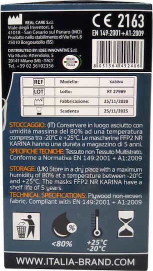 Brand Italia Karina L4 4ply NR Μάσκα Προστασίας FFP2 σε Φούξια χρώμα 50τμχ