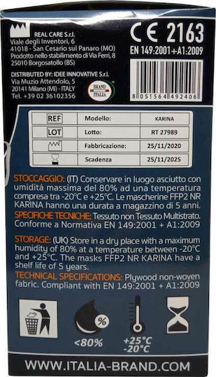 Brand Italia Karina L4 4ply NR Μάσκα Προστασίας FFP2 σε Μαύρο χρώμα 50τμχ