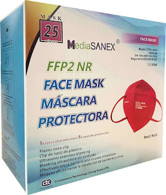 Media Sanex FFP2 NR Protective Mask Schutzmaske FFP2 Rot 25Stück