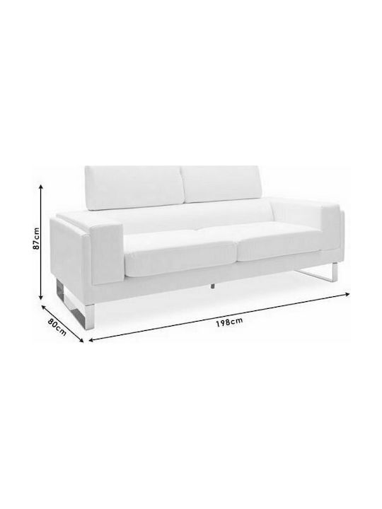Shea Τριθέσιος Καναπές Δερματίνη Μαύρο - Inox 198x80x87εκ.