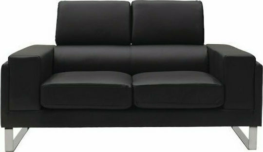 Shea Cu două locuri Canapea Piele ecologică Negru / Inox 158x80x87cm.