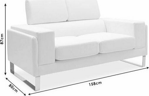 Shea Cu două locuri Canapea Piele ecologică Negru / Inox 158x80x87cm.