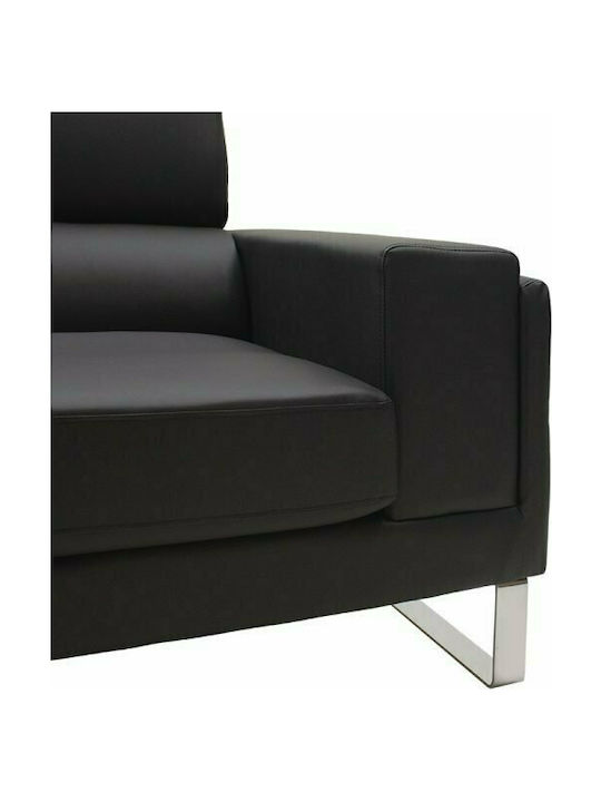 Shea Διθέσιος Καναπές Δερματίνη Μαύρο - Inox 158x80x87εκ.