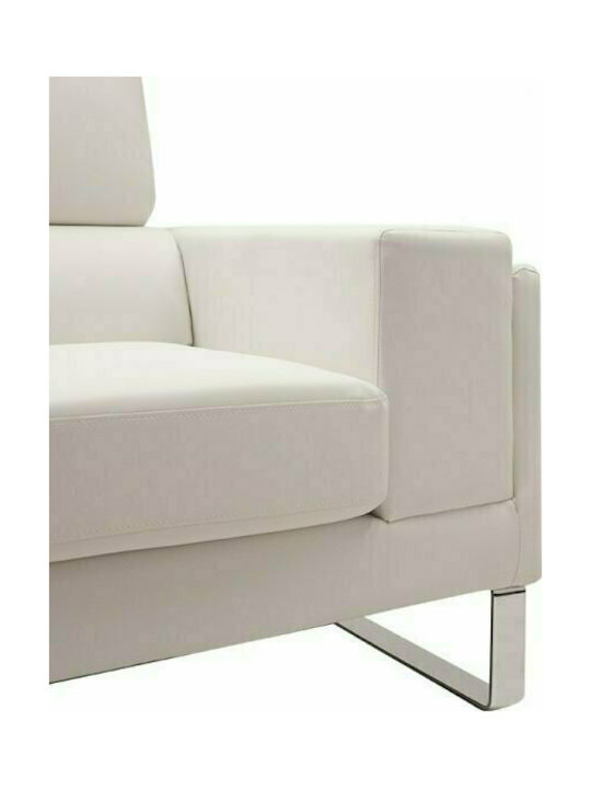 Shea Διθέσιος Καναπές Δερματίνη Ivory - Inox 158x80x87εκ.