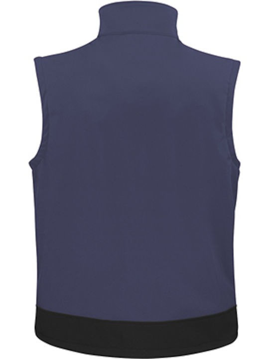 Sleeveless Jacket Softshell Waterproof and Windproof Navy Blue