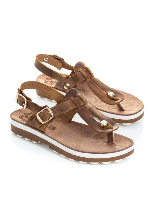 Fantasy Sandals Marlena Leather Women's Flat Sandals Anatomic With a strap Taupe Brush