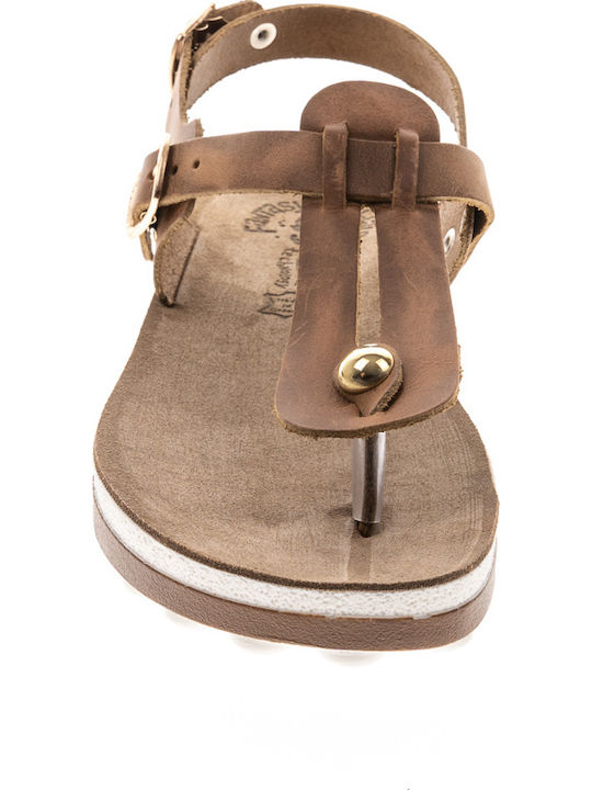 Marlena Leather Women's Flat Sandals Anatomic with Strap Taupe Brush