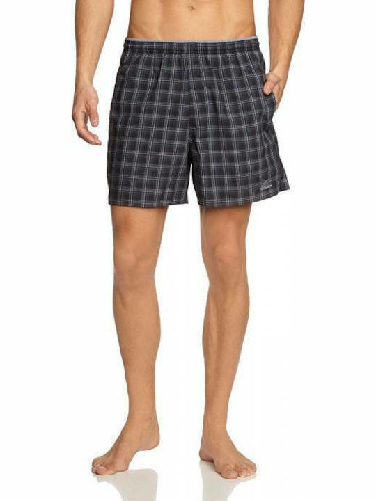 Check Herren Badebekleidung Bermuda Schwarz mit Mustern