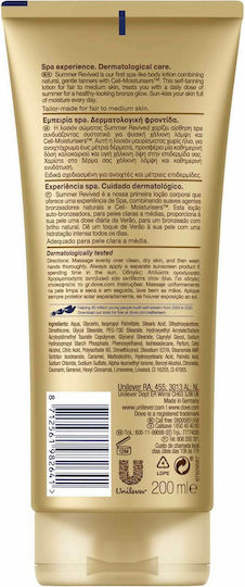 Dove Derma Spa Summer Revived Loțiune Autobronzantă de Corp Ușoară / Medie 200ml