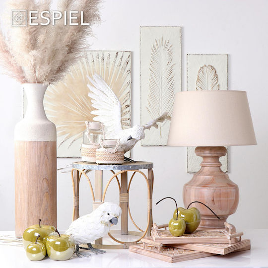 Espiel Beige Weave Tabletop Glass Lantern Beige 14x14x26cm
