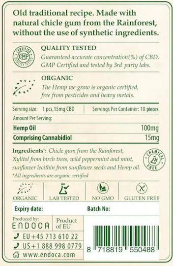 Endoca Τσίχλες CBD 10τμχ
